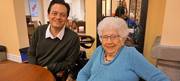 Current Barrie Mayor Jeff Lehman chats with former Barrie mayor Janice Laking at an International Women's Day event at Waterford Retirement Residence on Sunday afternoon.