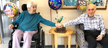 image of Mary and Donald Penna in Harmony Hills Care Community celebrating their almost 73 years of marriage.