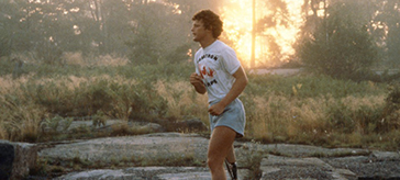 Terry Fox running on the forest