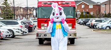 image of the Easter Bunny arrives at Bradford Valley Care Community.