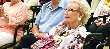 picture of Frances Kneeshaw, with son Ron and daughter-in-law Pat, at her 105th Birthday Party on Aug. 14.