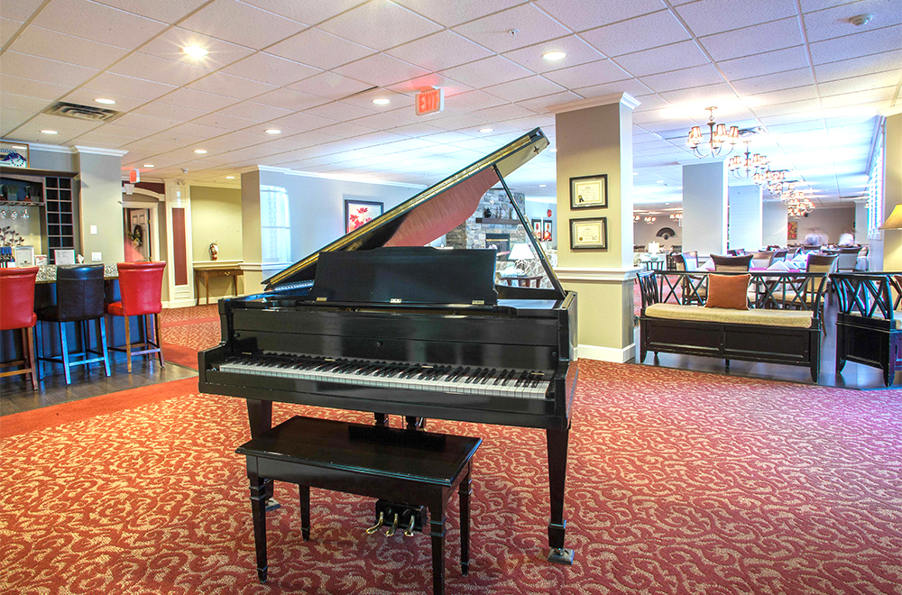 Piano at the common area in Orchard Valley Retirement Residence in Vernon