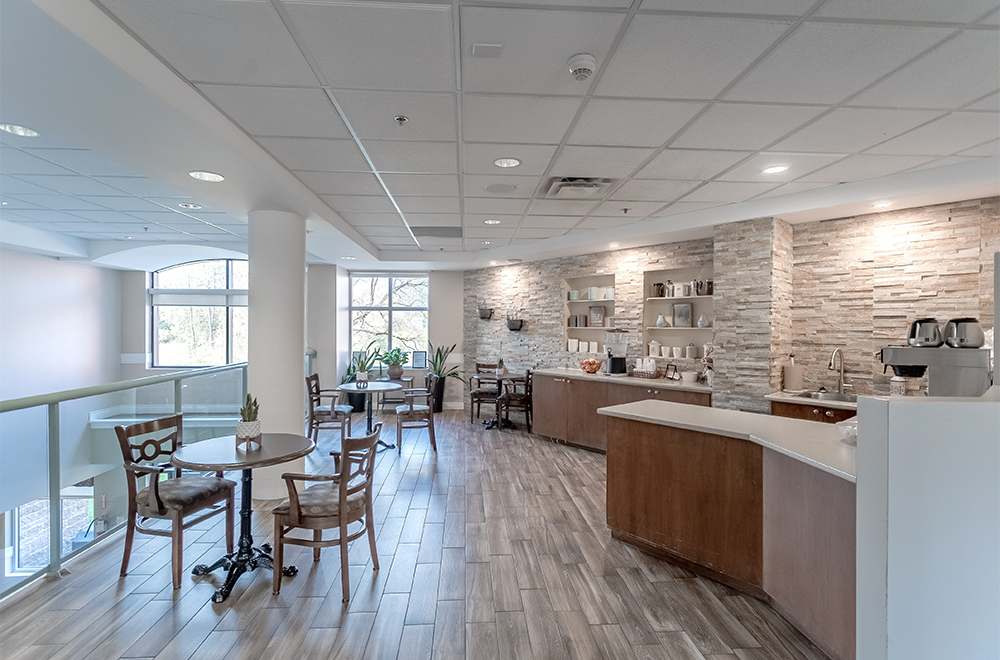 Seating area around the bar at Island View Retirement Residence in Arnprior