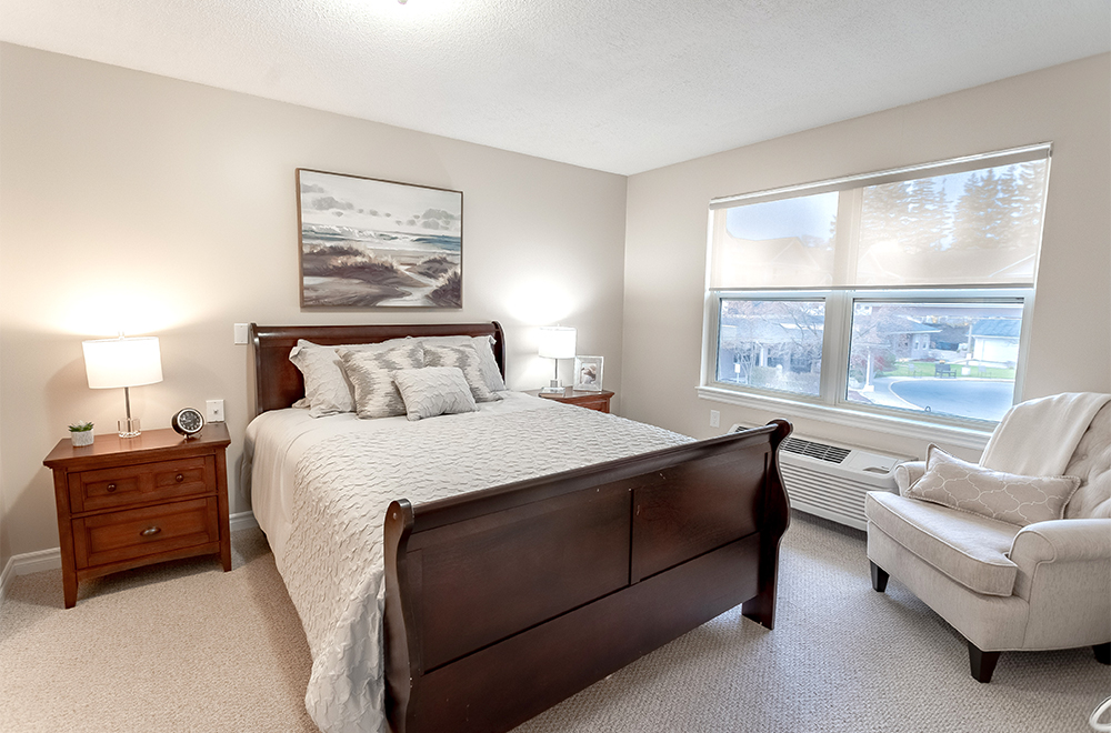 The bedroom view in one of the suites at Masonville Manor Retirement Residence in London