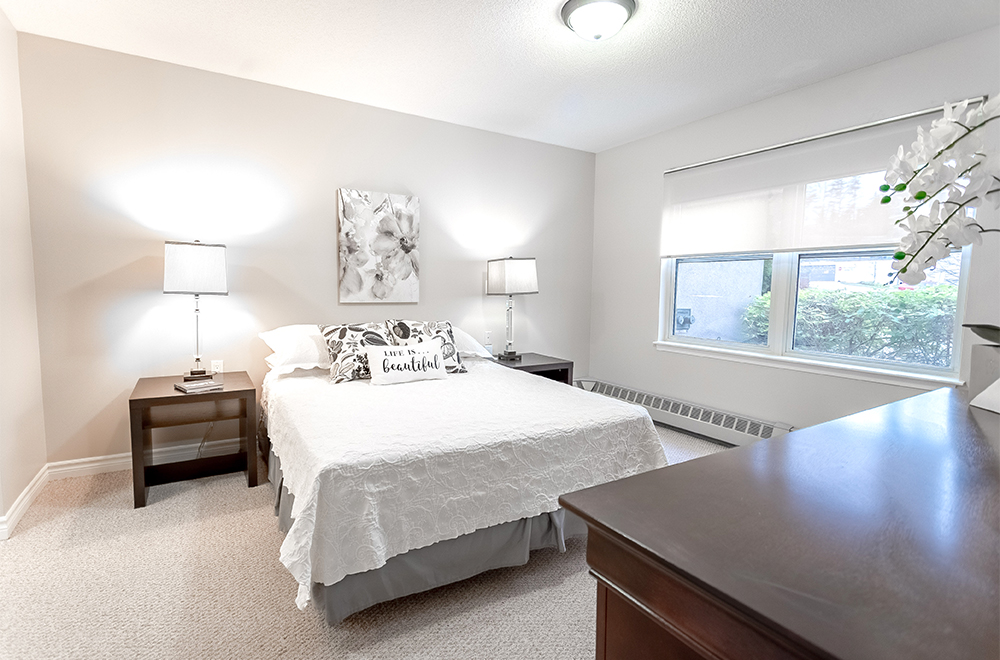 Bedroom in one of the suites at Masonville Manor Retirement Residence in London