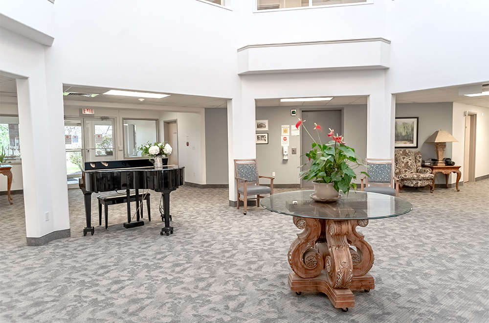 Piano area at Fairwinds Lodge Retirement Residence in Sarnia