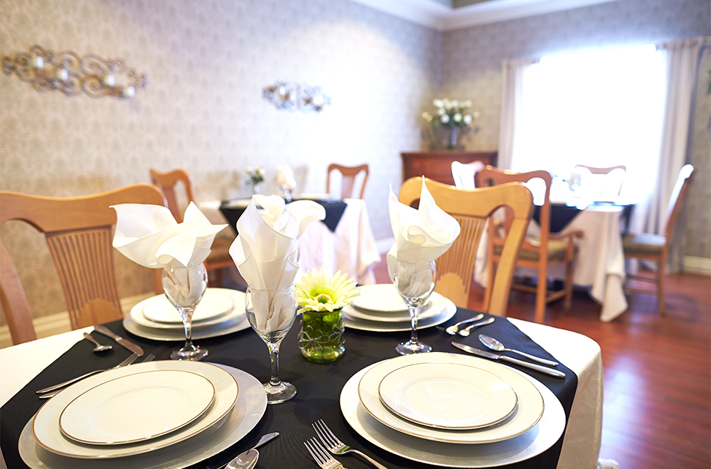 Close-up of the table setting at Doon Village Retirement Residence in Kitchener