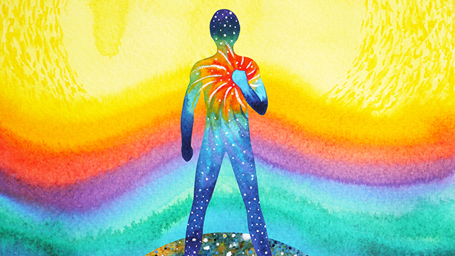 human and universe power, watercolor painting, chakra reiki, inspiration abstract thought, world, universe inside your mind