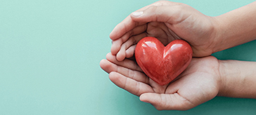 image of a hand holding a heart shape decoration