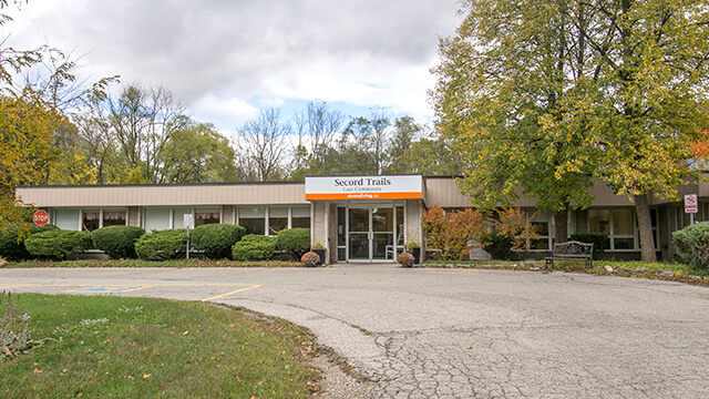 image of front entrance of Secord Trails Care Community in Ingersoll