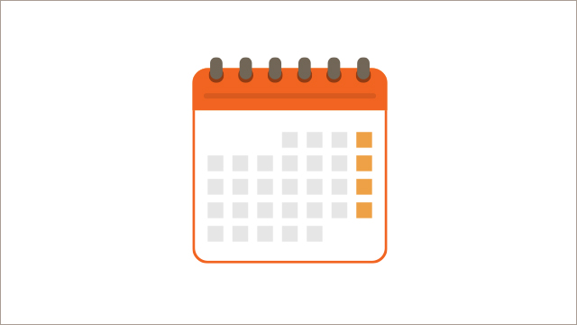 a calendar graphic in orange colour