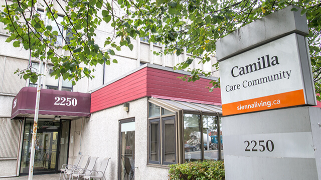image of front entrance of Camilla Care Community in Mississauga
