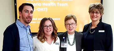 Left to right: Chris Carvalho, General Manager and Sara Beauclerc, Director of Wellness, both of Kawartha Lakes Retirement Residence; Barb Mildon and Veronica Nelson.