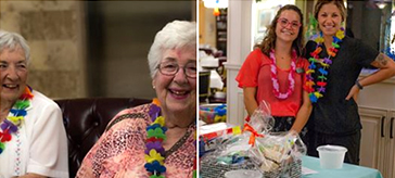 picture of residents of Kawartha Lakes Retirement Residence enjoying their Hawaiian-themed fundraiser for the Alzheimer’s Society 