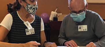 A senior participates in a new program being offered on Tuesdays at the Peninsula Retirement Residence for older adults with mild to moderate cognitive impairment. (Contributed photo)