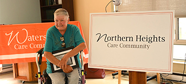 Portrait of an elderly woman that came up with the new name of senior home