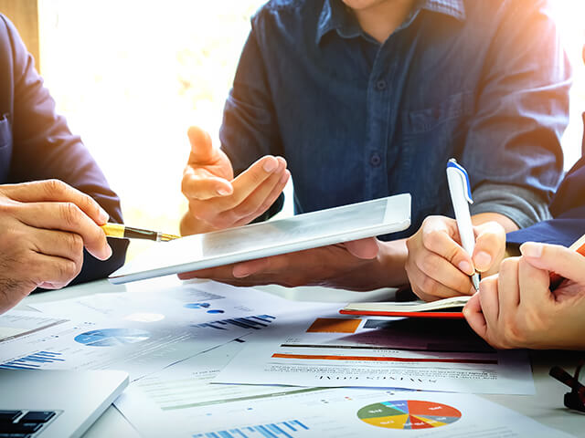 image of business Finance, accounting, contract, advisor investment consulting marketing plan for the company with using tablet and computer technology in analysis.