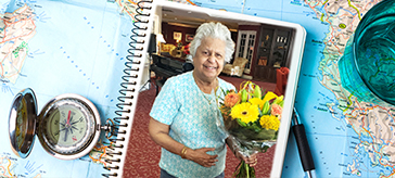 Sneih poses for a photo at Heatherwood Retirement Residence.
