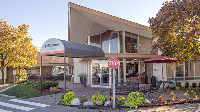 image of front entrance of Tullamore Care Community in Brampton