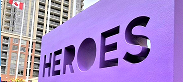 A big purple signage with 